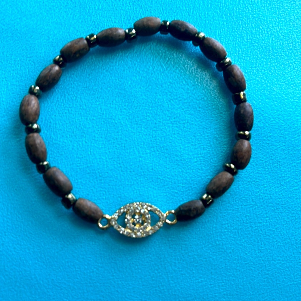 Wooden Elastic Bracelet with Eye
